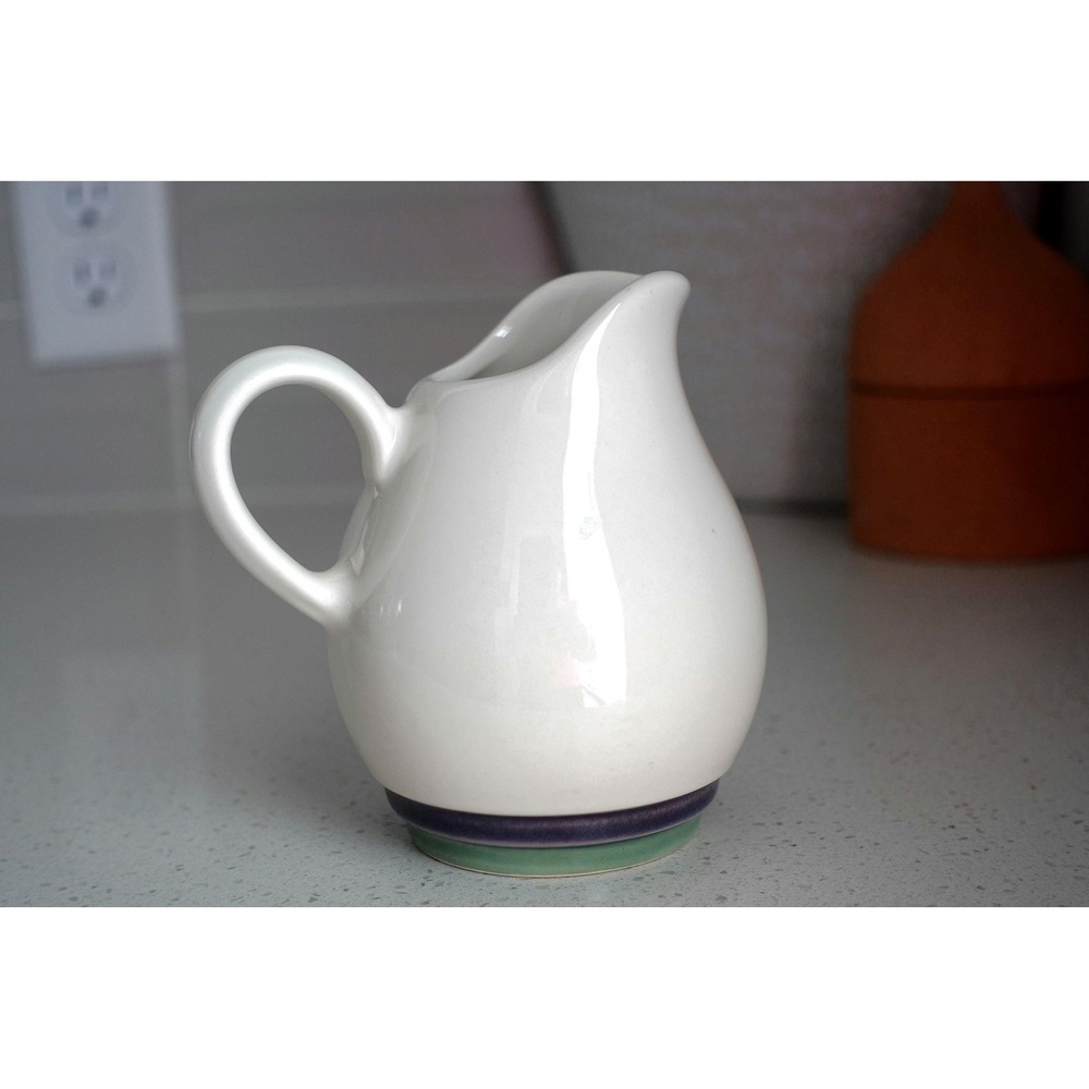 Simple Sleek Mid-Modern‎ Pfaltzgraff Creamer blue and green stripe lines